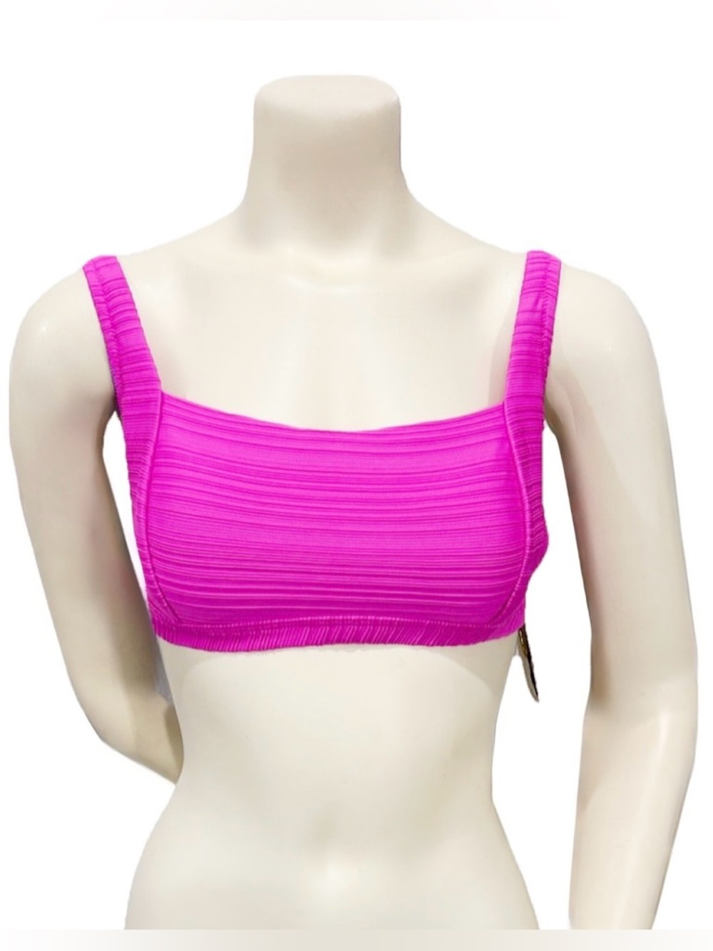 Jessica Simpson Pink Ribbed Bikini Top Size M NWT Adjustable Straps